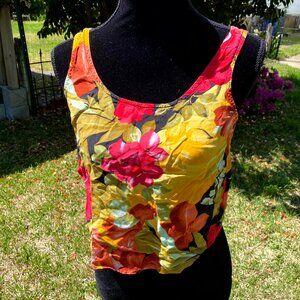 Flowy Floral/Hawaiian Crop Tank Top